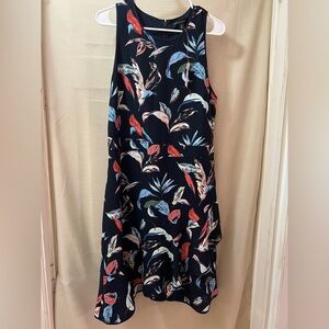 Banana Republic Floral Fit & Flare Leaf Dress – Size 14 Tall Layered Skirt